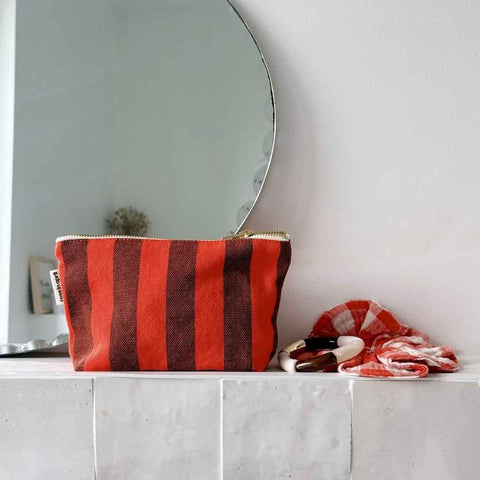 Pochette - Sofia rayures brown / tomato