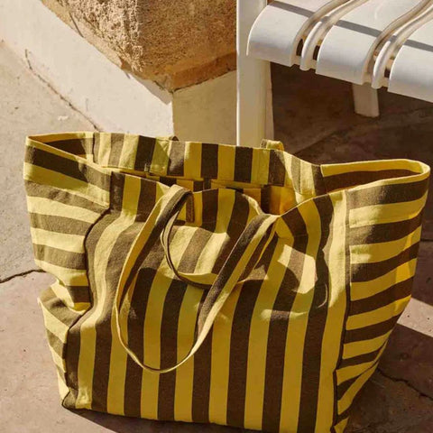 Sac cabas - Elisa Rayures Olive / Lemon