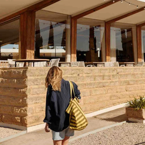 Sac cabas - Elisa Rayures Olive / Lemon
