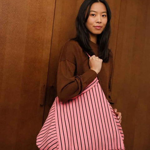 Sac cabas - Elisa rayures tennis Funky Pink