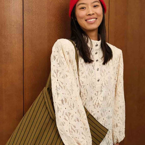 Sac cabas - Elisa rayures tennis olive