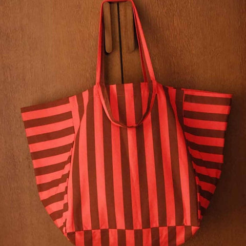 Sac cabas - Elisa Rayure Brown / Tomato