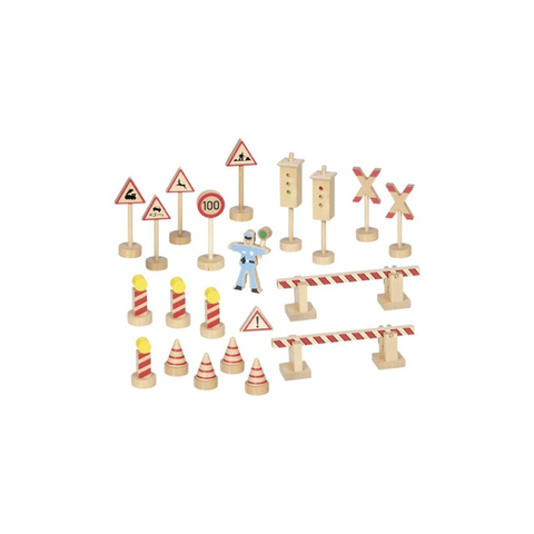 Panneaux de signalisation et policier