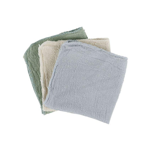 3 Chiffons Multi-Usages En Coton - Naturel / Bleu / Vert - Coutume