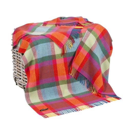 Plaid en laine et cachemire orange John Hanly