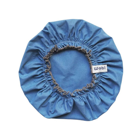 Set de 4 charlottes couvre-plat en coton enduit bleuet Wabi Paris